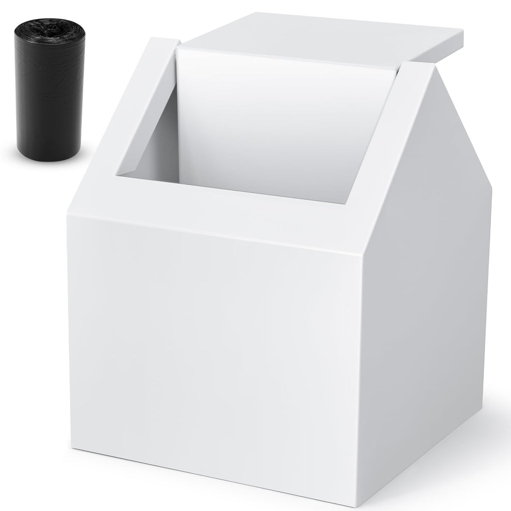 Kritkin 1 Pack Double Entry Sanitary Napkin Receptacle Swing Top, White