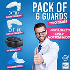 HONEYBULL Mouth Guard for Grinding Teeth [6 Pack] Comes in 2 Sizes for Light and Heavy Grinding | Comfortable Custom Mouth Guard for Clenching Teeth at Night, Bruxism, Whitening Tray & Guard