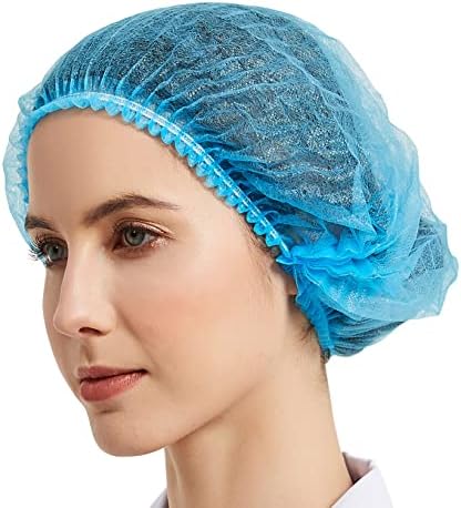 ProtectX 500-Pack Blue Disposable Hair Nets, Elastic Head Cover, Bouffant Caps, Sanitation Head Cover for Food Service, Spa Men & Women - 21 inch