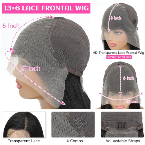 26 Inch 13x6 Lace Front Wigs Human Hair 200% Density Body Wave Lace Front Wigs Human Hair Pre Plucked Glueless Wigs Human Hair For Women HD Lace Frontal Wig Human Hair With Baby Hair