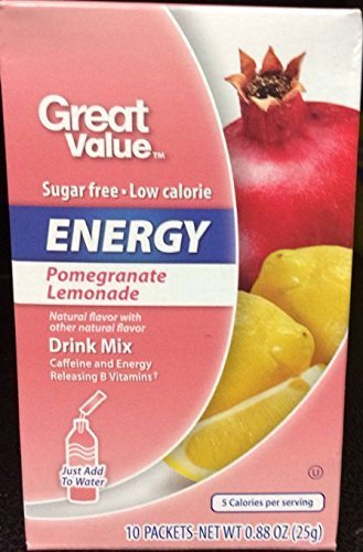 Great Value Sugar Free, Low Calorie ENERGY Pomegranate Lemonade Drink Mix (Pack of 6) by Great Value