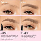 Curved Eyebrow Pen, 2 in 1 Dual Ended Microblading Eyebrow Pencil, Waterproof and Last All Day 4 Tip Brow Pencil with Precise Tip, Create Natural Hair Like Brows and Eyeliner (Natural Brown)