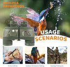 10X50 Marine Binoculars with Rangefinder Compass,Phone Adapter,Strap,BAK4 Lens,Shockproof Military Tacticle IPX7 Floating Waterproof Binocular for Adults Sailing Boating Hunting Birdwatching