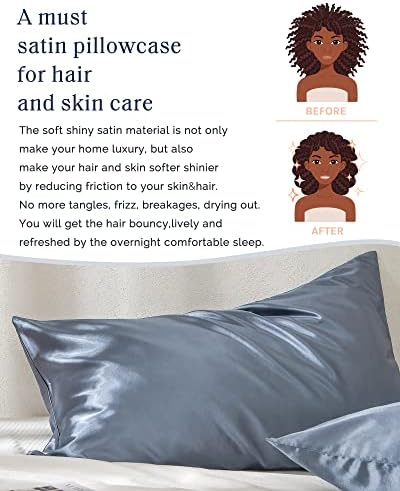 Yanibest Satin Pillowcase, King Size Pillow Cases Set of 2 - Silk Pillow Cases for Hair and Skin with Zipper, Silk Pillow Cases King for 20"x40", Exquisite Packaging for Women Men