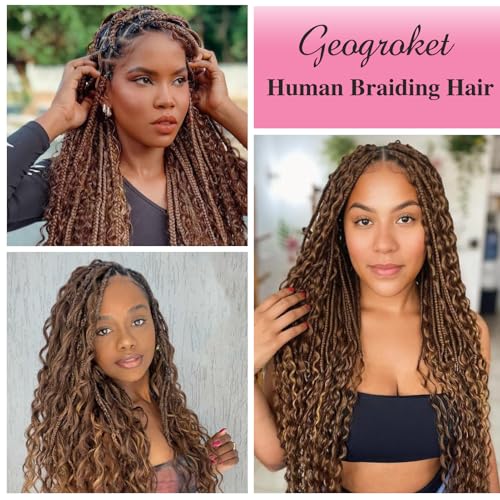 Blonde Braiding Hair 100g 20 Inch Human Braiding Hair Deep Water Wave Bulk Human Hair for Braiding Brazilian Human Braiding Hair for Boho Braids Color 30