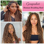 Blonde Braiding Hair 100g 20 Inch Human Braiding Hair Deep Water Wave Bulk Human Hair for Braiding Brazilian Human Braiding Hair for Boho Braids Color 30