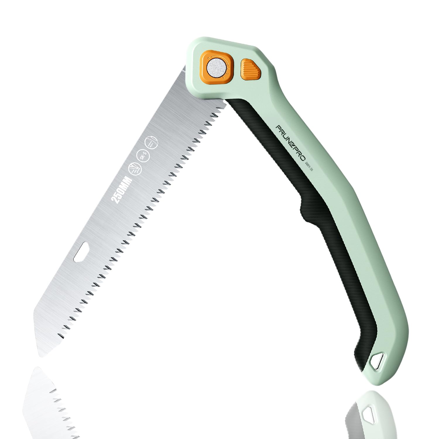 PrunePro® Folding Pruning Saw, 9.5 Inch Super Sharp SK5 Triple-Cut Blade, 3 Adjustable Cutting Angles, Ergonomic Non-Slip Grip, Lightweight, Portable Hand Saw for Tree Trimming, Camping, Gardening
