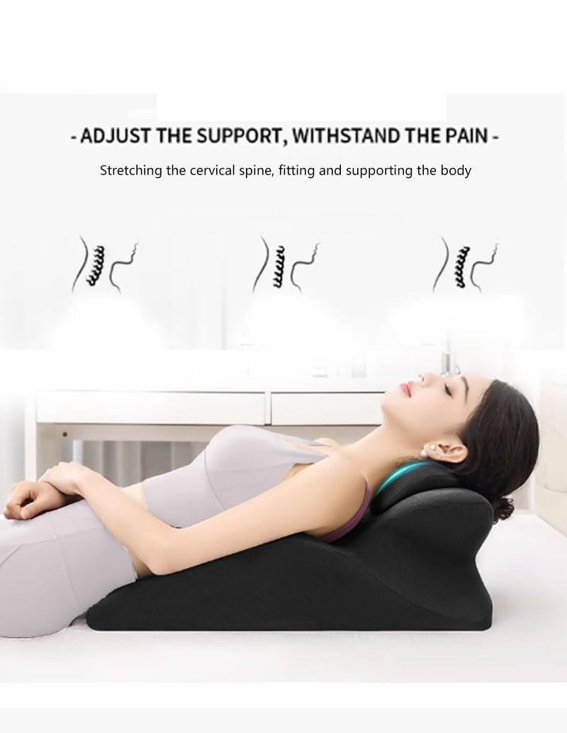 HOMEPAC Ergonomic Memory Foam Wedge Pillow, 27¡ã Angled Support for Neck and Waist, Multi-Position Support Pillow (Grey)