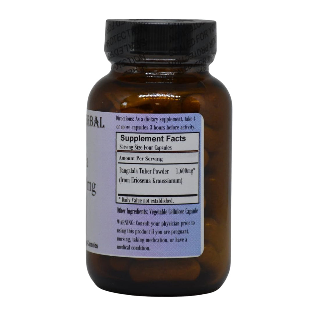 Barlowe's Herbal Elixirs Bangalala (Eriosema Kraussianum) | Powder Capsules | 400mg Per Capsule | South African Male Vitality Herb | 60 Vegan Capsules | Stearate-Free, Glass Bottled