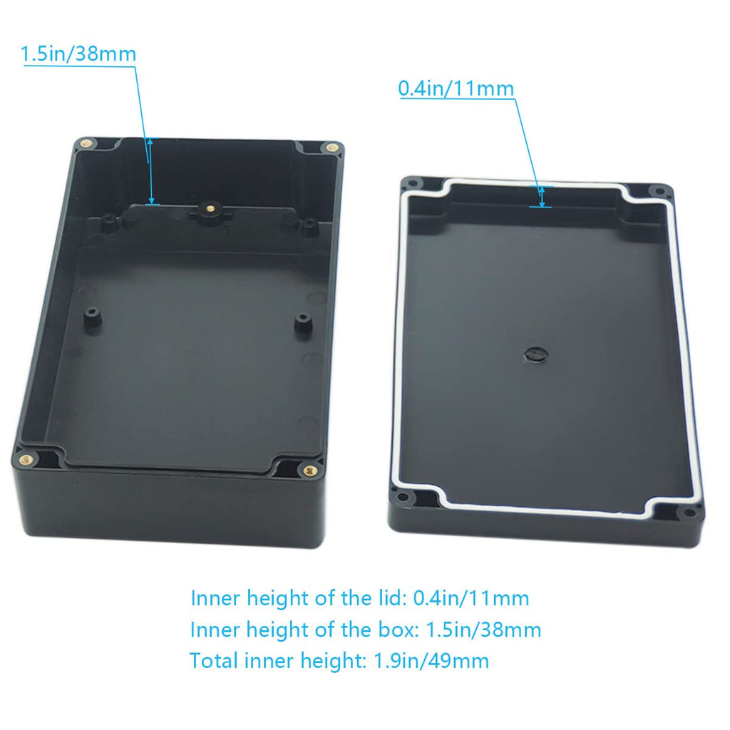 Junction Box, Zulkit Project Box IP65 Waterproof Outdoor Box ABS Plastic Electrical Boxes Electronic Enclosure Black 7.9 x 4.7 x 2.2 inch(200 x 120 x 56 mm)(Pack of 2)