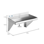 ROCKPOINT Stainless Steel Shelf 10 x 16 Inches 190lb, 2 Pack NSF Metal Commercial Shelves Wall Mount Floating Shelving with Backsplash for Restaurant, Kitchen, Home and Hotel, Silver