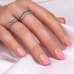 BTArtbox French Tip Press On Nails - Press on Nails Square, Pink Glue On Nails, Fit Perfectly & Natural Reusable Stick On Nails in 15 Sizes, 30 Pcs Soft Gel Kit, Dolce Pink