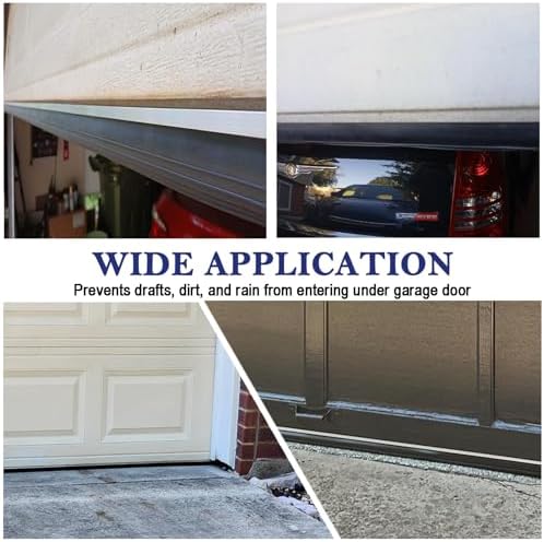 Garage Door Seals Bottom Rubber Weather Stripping Kit Replacement, U+O Ring Weatherproof Threshold Buffering Sealing Rubber, 1/4 Inch T Ends, 4 Inch Width (20 Ft)