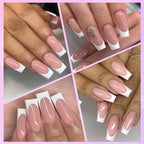 240pc French Tip Press on Nails Long Fake Nails with Glue and Adhesive Tab, False Acrylic Nails Press on Nails Square Nail Tips Artificial Glue on Nails Press ons Fingernail Stick on Nails