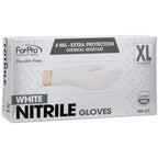 ForPro Disposable Nitrile Gloves, Chemical Resistant, Powder-Free, Latex-Free, Non-Sterile, Food Safe, 4 Mil, White, X-Large, 1000-Count