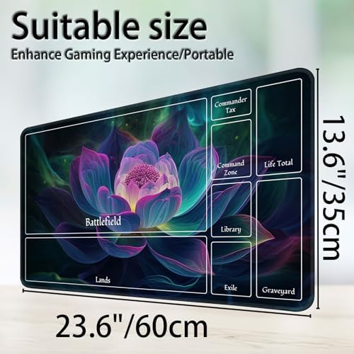 for MTG Game Playmat, for Magic TCG Rubber Play mat,Tabletop Card Playmats with Smooth Surface,Trading Card Inked Game Mat with New Zones,Battle Game,Glowing Lotu