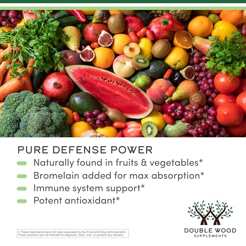 Quercetin with Bromelain - 120 Count (1,200mg Servings) Immune Health Capsules - Supports Healthy Immune Functions in Men and Women (Vegan Safe, Third Party Tested, Gluten Free) by Double Wood