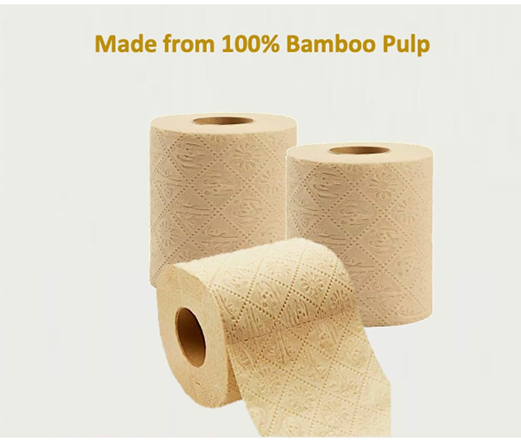 Purafide 100% Bamboo, thick 3-ply toilet paper, tree-free, unbleached, sustainable, 300 sheets per roll (TP 8 rolls)