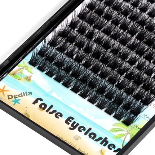 Large Pack 8-20mm to Choose D Curl Cluster Eyelash Extensions D Curl Wide Stem Individual False Eyelashes Dramatic Volume Eye Lashes Set Home DIY Lashes (Mixed 14-16-18mm Kit)