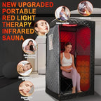 Full Size Portable Infrared Home Sauna, Upgraded Personal Sauna Box with 660nm Red Light Therapy Lamp, Separate Heating Foot Pad and Portable Chair for Relaxation Detox