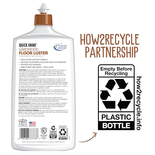 Quick Shine Hardwood Floor Luster-Polish 27oz-2pk | Plant-Derived w/Carnauba | Safer Choice, No PFAS, pH Neutral | Ready to Use Formula w/Anti-Slip Technology | Simply Squirt & Spread | Made in USA