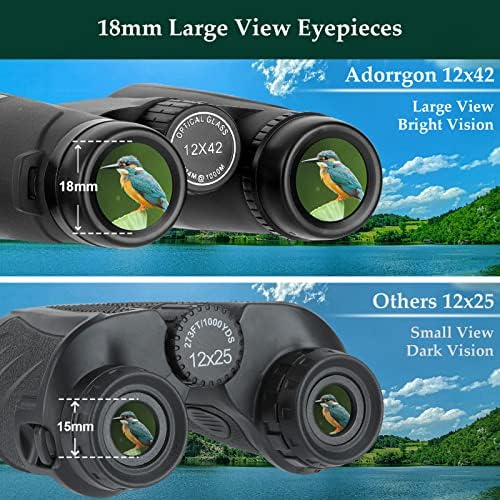 Adorrgon 12x42 HD Binoculars for Adults High Powered with Phone Adapter, Tripod and Tripod Adapter - Large View Binoculars with Clear Low Light Vision - Binocular for Bird Watching Cruise Travel