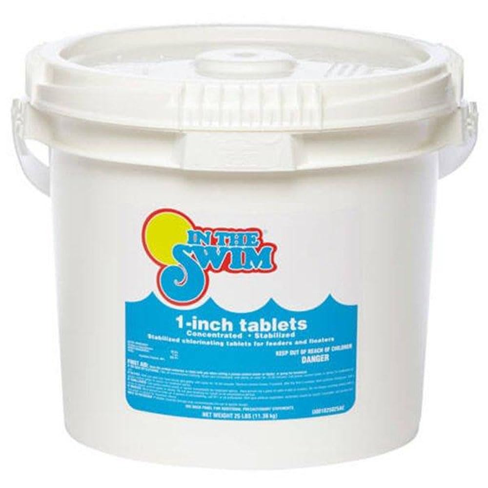 In The Swim 1 Inch Stabilized Chlorine Tablets for Sanitizing Swimming Pools - Fast Dissolving - 90% Available Chlorine - Tri-Chlor - 25 Pounds