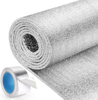 Window Insulation for Summer Heat, Reflective Insulation Roll 48 in X 10 Feet, Double-Sided Aluminum Foam Core Radiant Barrier Kit with Tape for RV Windows Garage Door