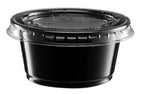 2 oz - Black Diposable Plastic Portion Cups With Lids, Small Mini 100 Sets