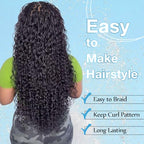 18 Inch Deep Wave Bulk Hair for Braiding 2 Bundles 200g Natural Black Curly Braiding Hair for Boho Braids Micro Twist No Weft Wet and Wavy Extensions