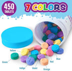Tub Works® Fizzy Bath Color Tablets for Kids, 150 Count, 3 Pack | Nontoxic & Fragrance-Free | Color Bath Drops Create Fun Bath Colors | Water Tablets in 7 Colors for Variety | Bath Bombs for Kids Bath