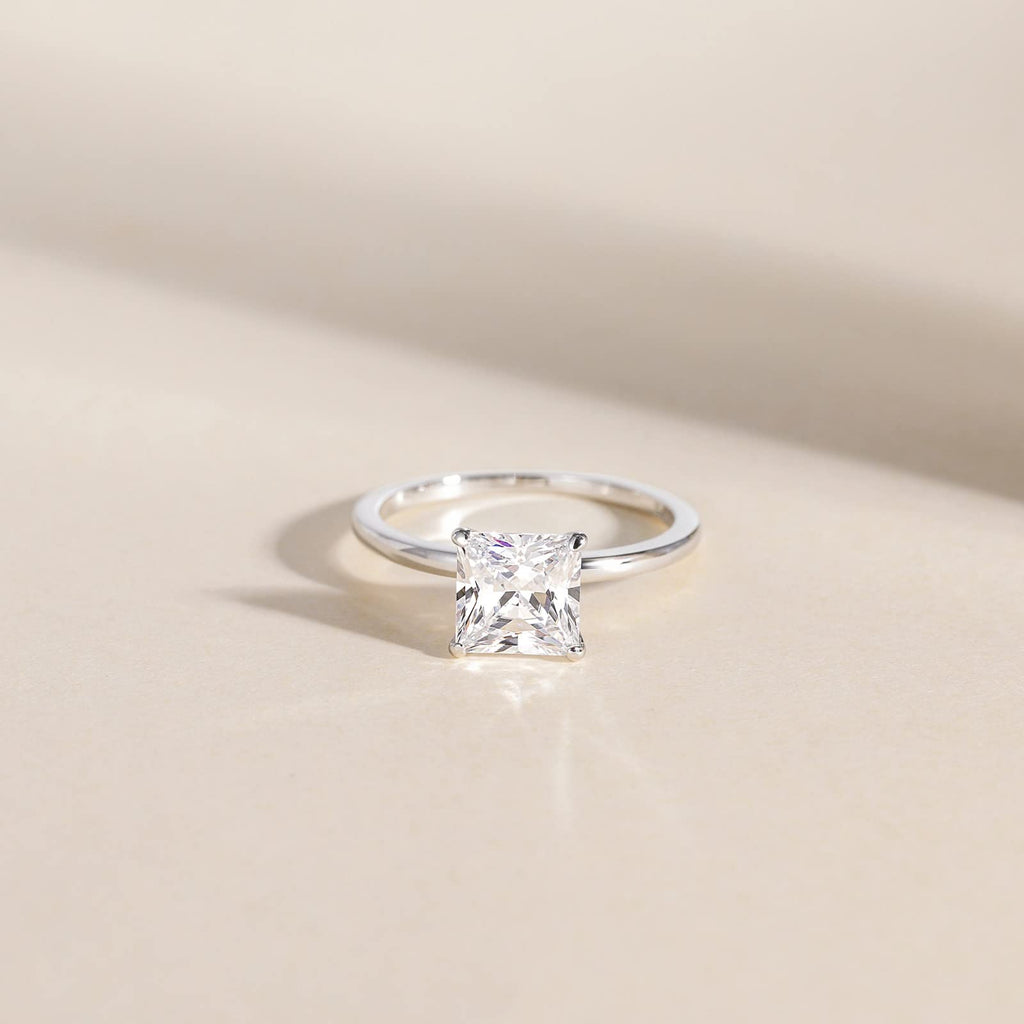 EAMTI 2CT 925 Sterling Silver Engagement Rings Princess Cut Cubic Zirconia CZ Wedding Promise Rings for Her Stunning Wedding Bands for Women Size 6