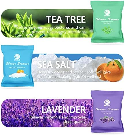 Shower Steamers Aromatherapy for Women and Men, 24-Pack Organic Shower Bombs with Essential Oil, Rose, Watermelon, Tea Tree, Orange & Vanilla, Sea Salt, Lavender Birthday Gifts for Women