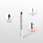 30 Pack U-100 1ml Syringes with Needle, 31G 5/16" 8mm 1cc Syringe