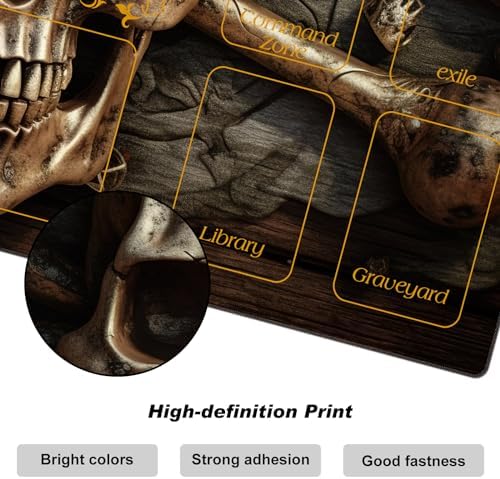 DEGDFSGR for MTG Playmat with Zones 24 x 14 inches for TCG Playmats Non-Slip Rubber Base Commander Play Mat for Magic The Gathering Playmat Iorcana Trading Card Game, Pirate Skull Crossbones