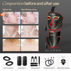 Red Light Therapy for Face Set, Led Mask Light Therapy for Face & Neck, Near-infrared Light 850nm and Red Light 630nm, 5 Gears Energy Adjustment, Black