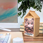 Milk Carton Headphone Stand - Universal Headset Holder - Cute Headphone Stand Hanger - Kawaii Desk Accessories - Pink Gaming Setup - Sturdy Desk Headset Mount (Oat Milk)