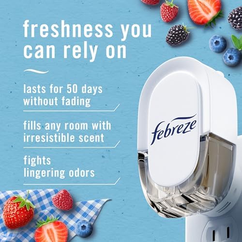 Febreze Plug In Air Freshener, Odor-Fighting Scented Oil Refill, Summer Berry Picking, 2 Refill