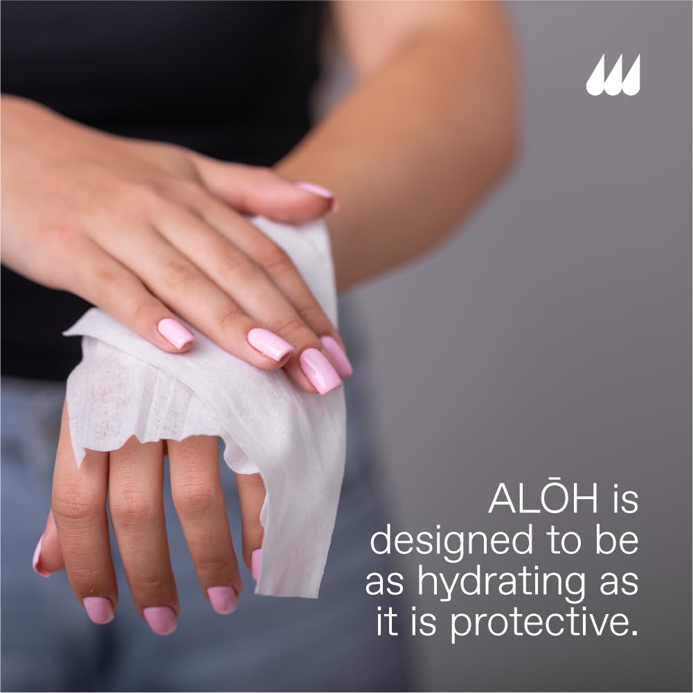 AL��H Skin - Softening Sanitizing Hand Wipes ��� Peppermint + Eucalyptus Aloe (1 Box of 20 Individually Wrapped Wipes)