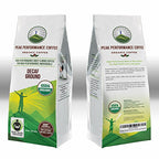 Peak Performance High Altitude Organic Decaf Coffee. Fair Trade, Low Acid, Non GMO, and Beans Full Of Antioxidants. Medium Roast Smooth Tasting USDA Certified Organic Decaffeinated Ground Coffee Bag