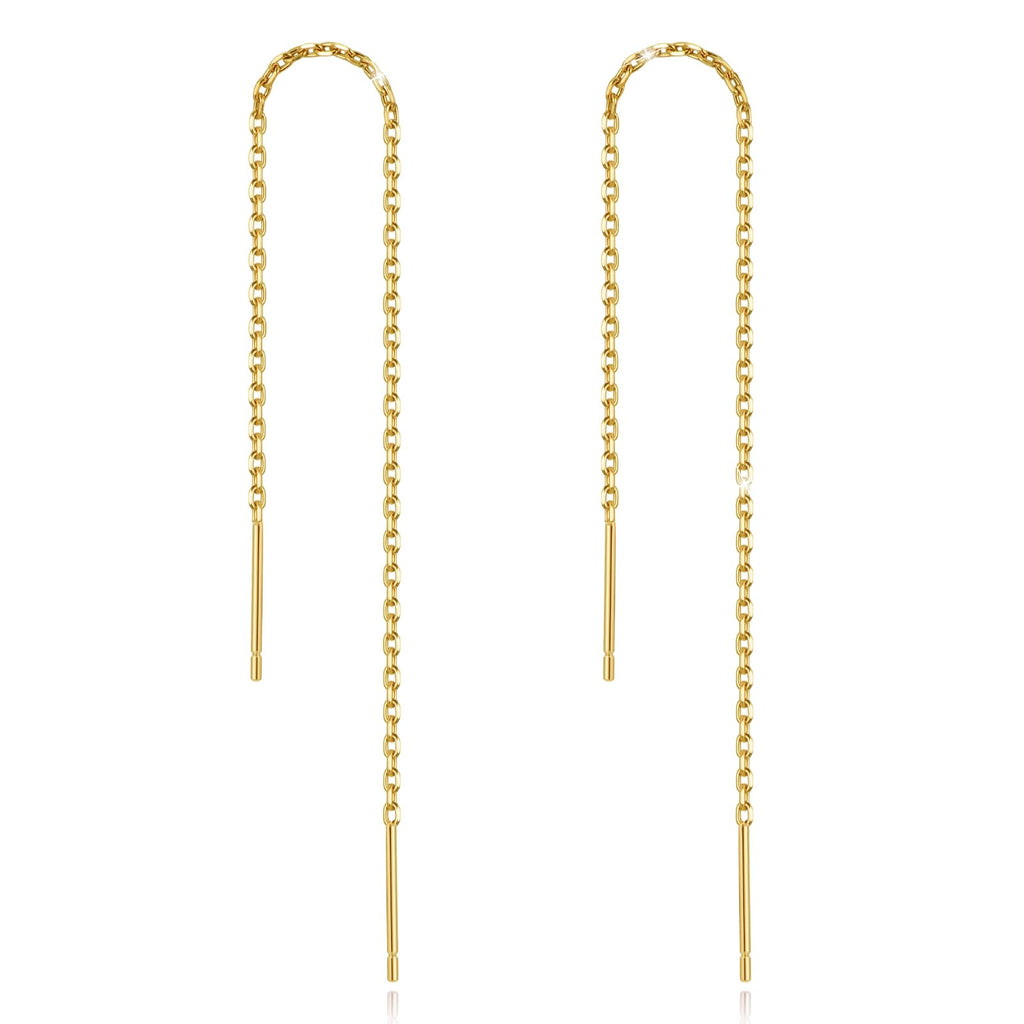 Dangle Earrings Threader Chain Earring Women Sterling Silver (Gold)