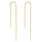 Dangle Earrings Threader Chain Earring Women Sterling Silver (Gold)