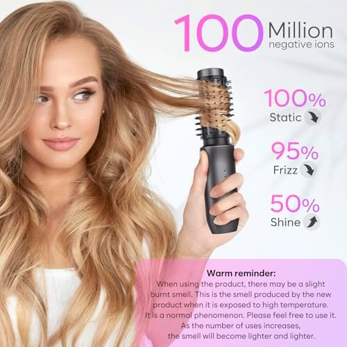 Cordless Curling Iron Brush, 2024 New Portable Travel Curling Iron Mini Brush for Women, 7000Mah USB Rechargeable Curling Wand Brush with Negative Ion, Black