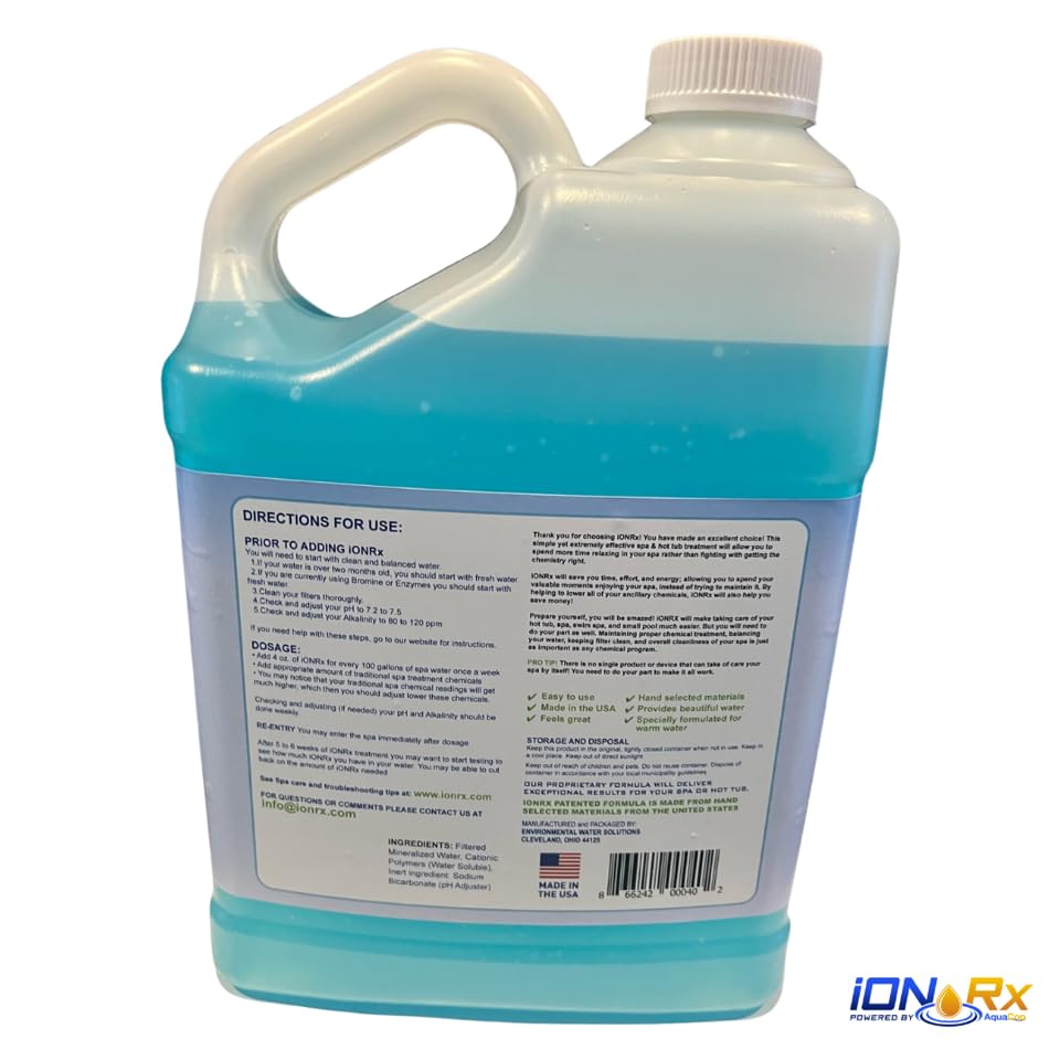 iONRx Hot Tub Chemicals & Spa Patented Copper Ion Solution - Crystal Clear Water Treatment, All-in-One Balancer & Conditioner, Sensitive Skin Safe