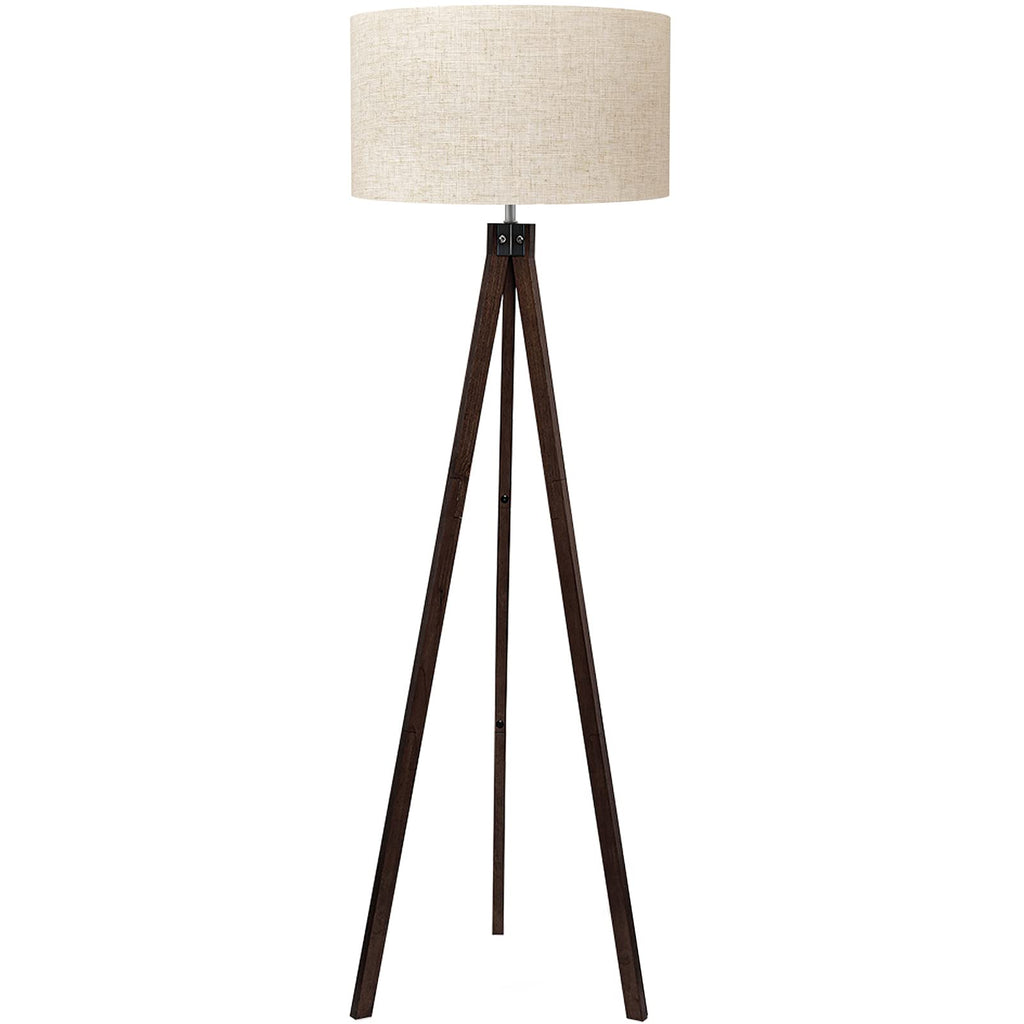 LEPOWER Wood Tripod Floor Lamp, Mid Century Standing Lamp, Modern Design Studying Light for Living Room, Bedroom, Study Room and Office, Flaxen Lamp Shade with E26 Base Walnut