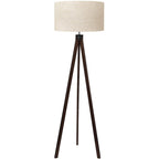 LEPOWER Wood Tripod Floor Lamp, Mid Century Standing Lamp, Modern Design Studying Light for Living Room, Bedroom, Study Room and Office, Flaxen Lamp Shade with E26 Base Walnut