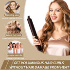 Satin Heatless Hair Curler, 16 Piece Set, Overnight Heatless Curls, Not easy to slip Heatless Curling Rod You Can Sleep In, Soft Silk DIY Hair Styling Tools Kit, Silk Bonnet for Sleeping-Brown