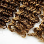 Human Braiding Hair For Boho Knotless Braids 100g Deep Wave Bulk Human Hair for Braiding No Weft Wet And Wavy Human Braiding Hair 100% Remy Human Hair Extensions (Deep Wave-4/27, 28 Inch)