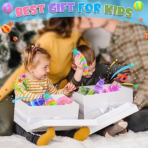 Cevioce 6 Sensory Slug Fidget Toys, Adults & Kids Party Favors, Autism Sensory Toys for 3+ Year Olds - Blue