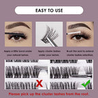 Individual Lashes 120 Cluster Lashes DIY Eyelash Extension Thin Band Wide Stem Lash Clusters with Applicator and Lash Bond and Seal Lash Extension Kit Mix 10-16mm Length C/D Curl - OP06